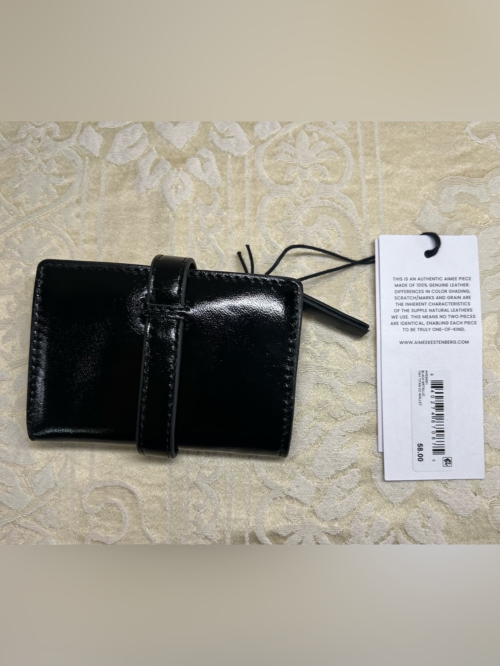 Aimee Kestenberg NWT Black Patent Leather Mini Wallet Card Case Coin Purse - Picture 2 of 5